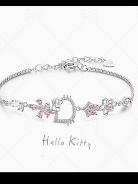 3 For $60 - NEW❣️🌸 Hello Kitty Bracelet - Silver-tone With Pink/White Crystals
